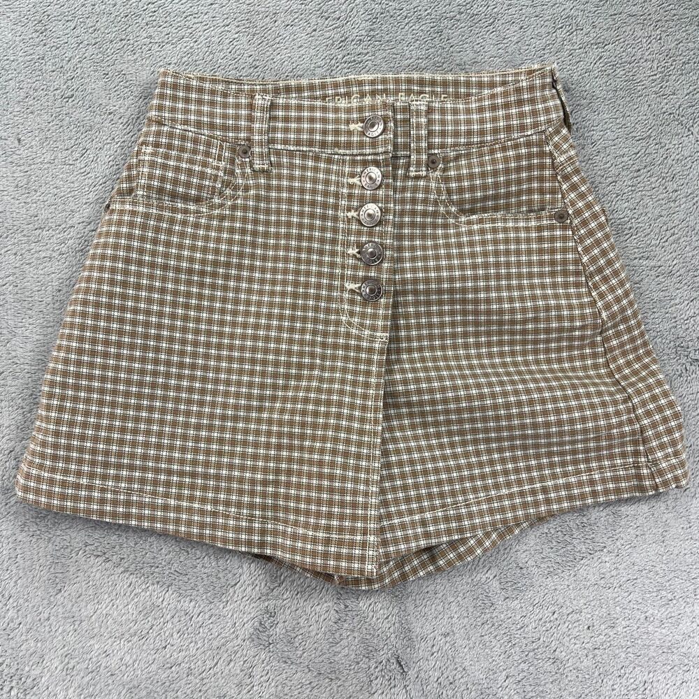 American Eagle Outfitters Mom‎ Skirt Skort Womens 00 Tan Plaid Cotton